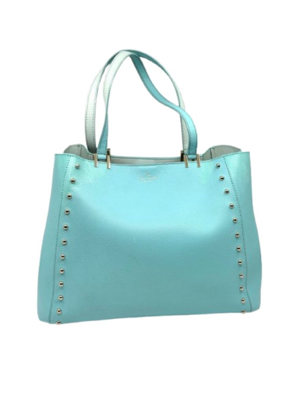 KATE SPADE~Romily Studded Pebbled Leather Open Tote Bag~Atoll Blue/Tiffany Blue